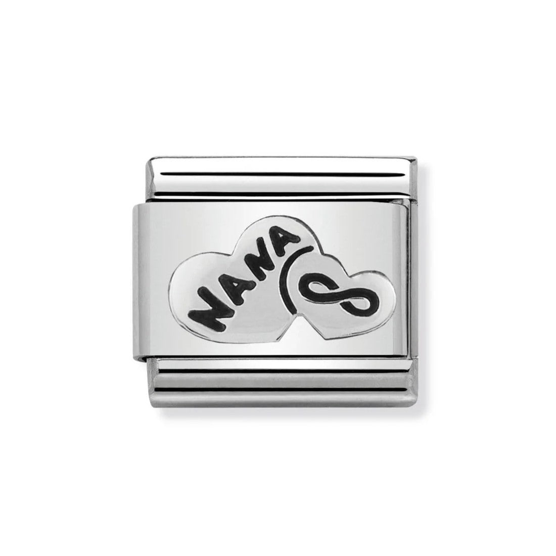 Composable Classic Nana Heart And Infinity In Stainless Steel & Enamel Charm