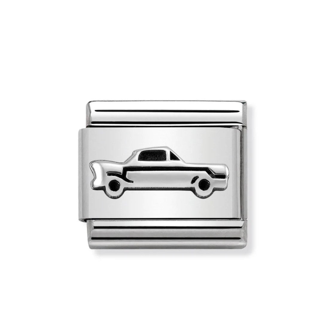 Classic Link In Stainless Steel With Oxodised Sterling Silver Vintage Car