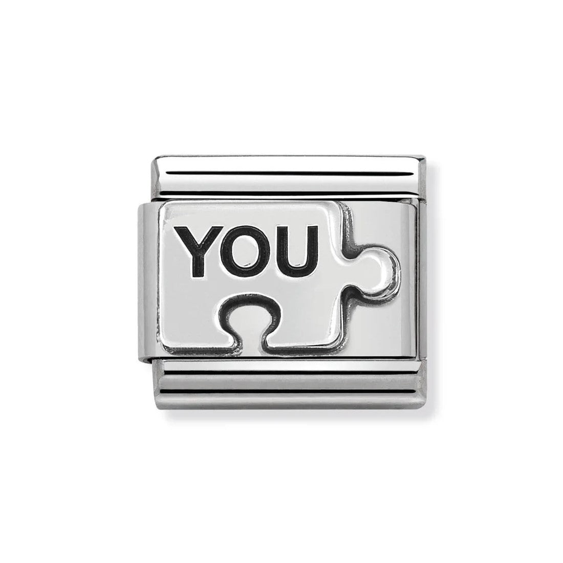 Classic Oxidised Silver 'YOU' Puzzle Piece Symbol Link