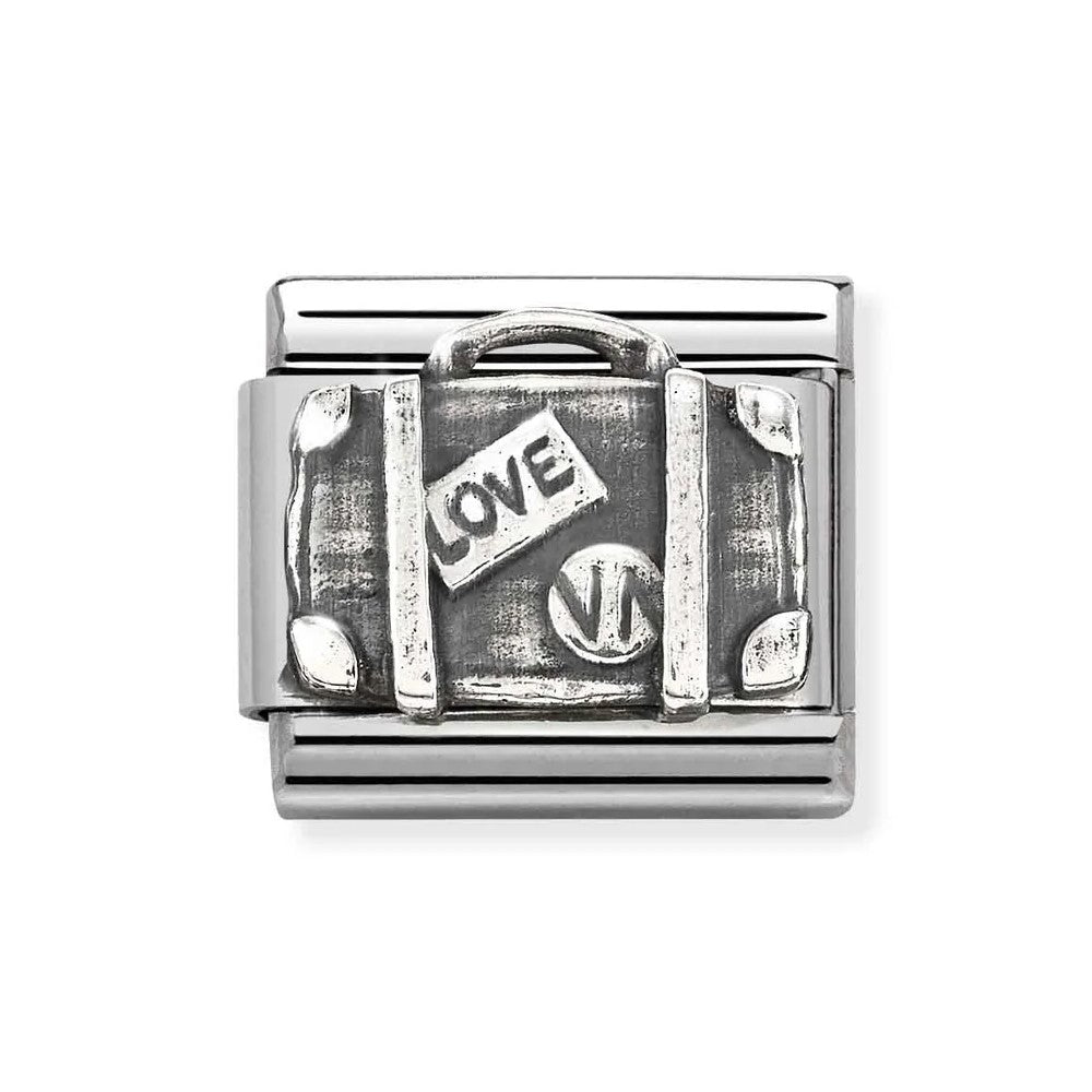 Classic Link In Silver With Oxidised Suitcase
