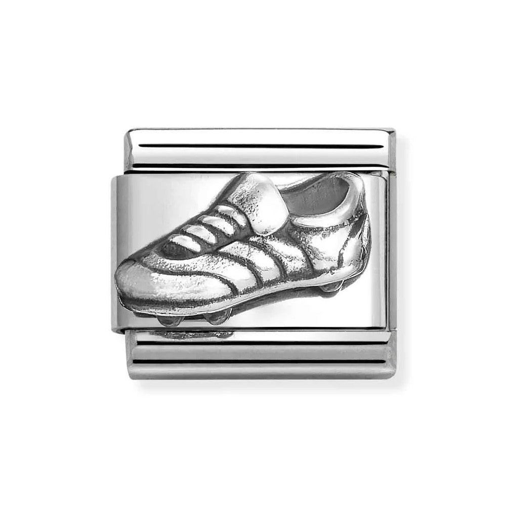 Composable Classic Link With Football Boot In 925 Oxidized Silver