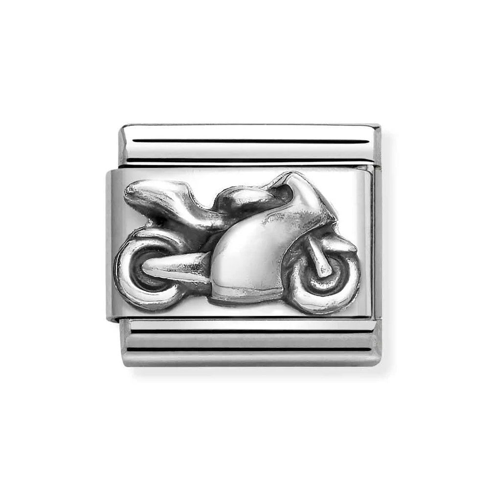 Composable Classic Link With Motorbike In 925 Oxidized Silver