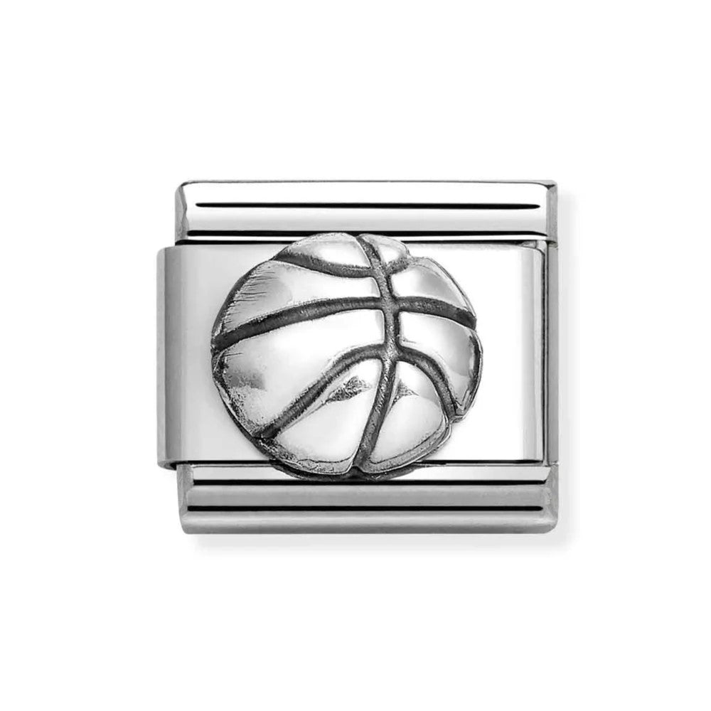 Composable Classic Link With Basketball In 925 Oxidized Silver