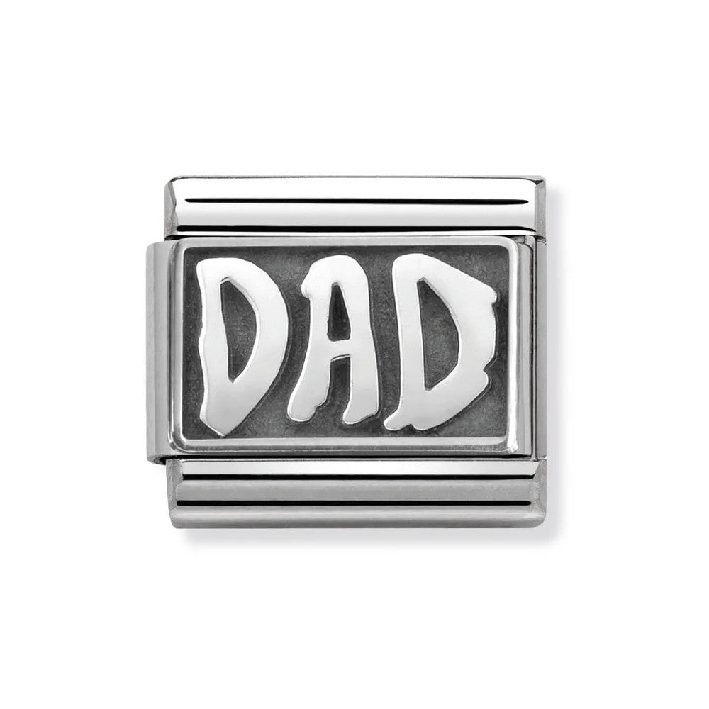 Classic Oxidised Silver 'DAD' Link