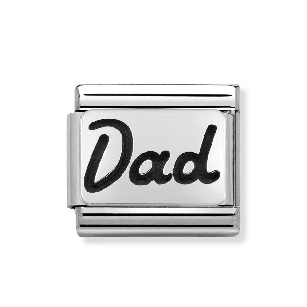 Classic Oxidised Silver 'Dad' Link