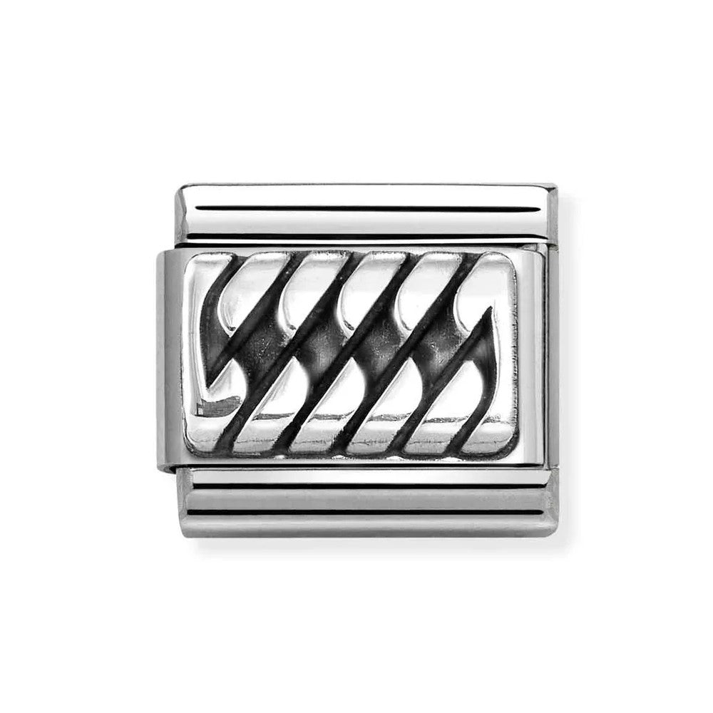 Composable Classic Link With Braid In 925 Oxidized Silver
