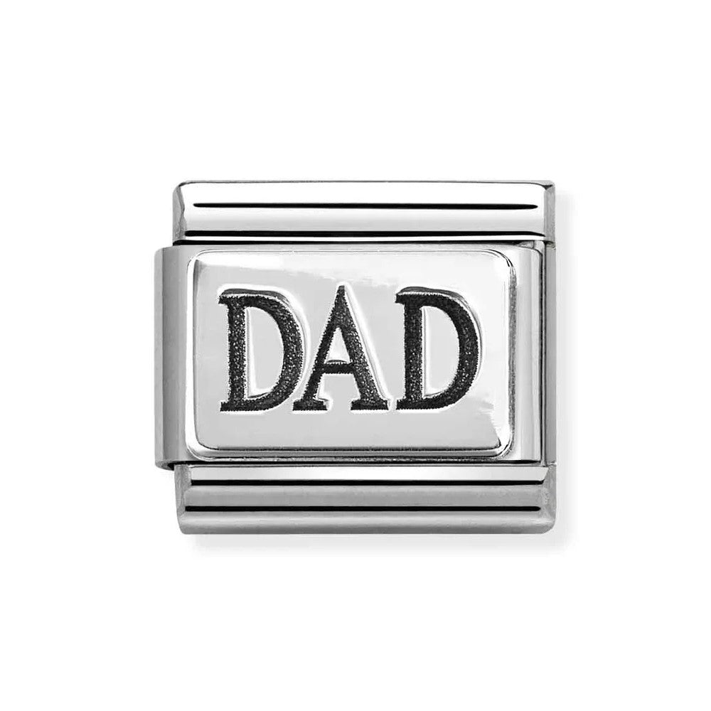 Composable Classic Link With Dad in 925 Silver With Black Enamel