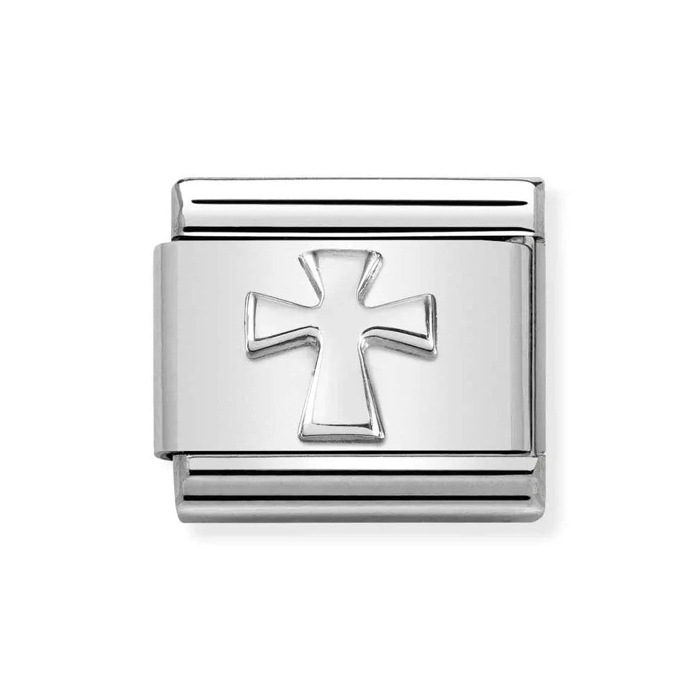 Classic Composable Link In Silver With Cross Symbol