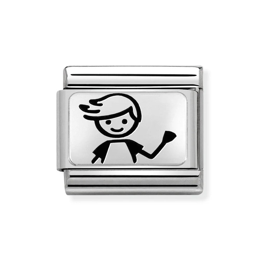 Composable Classic Oxidised Silver Boy Link