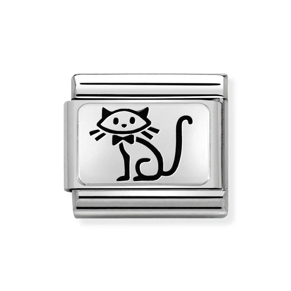 Composable Classic Oxidised Silver Family Cat Link