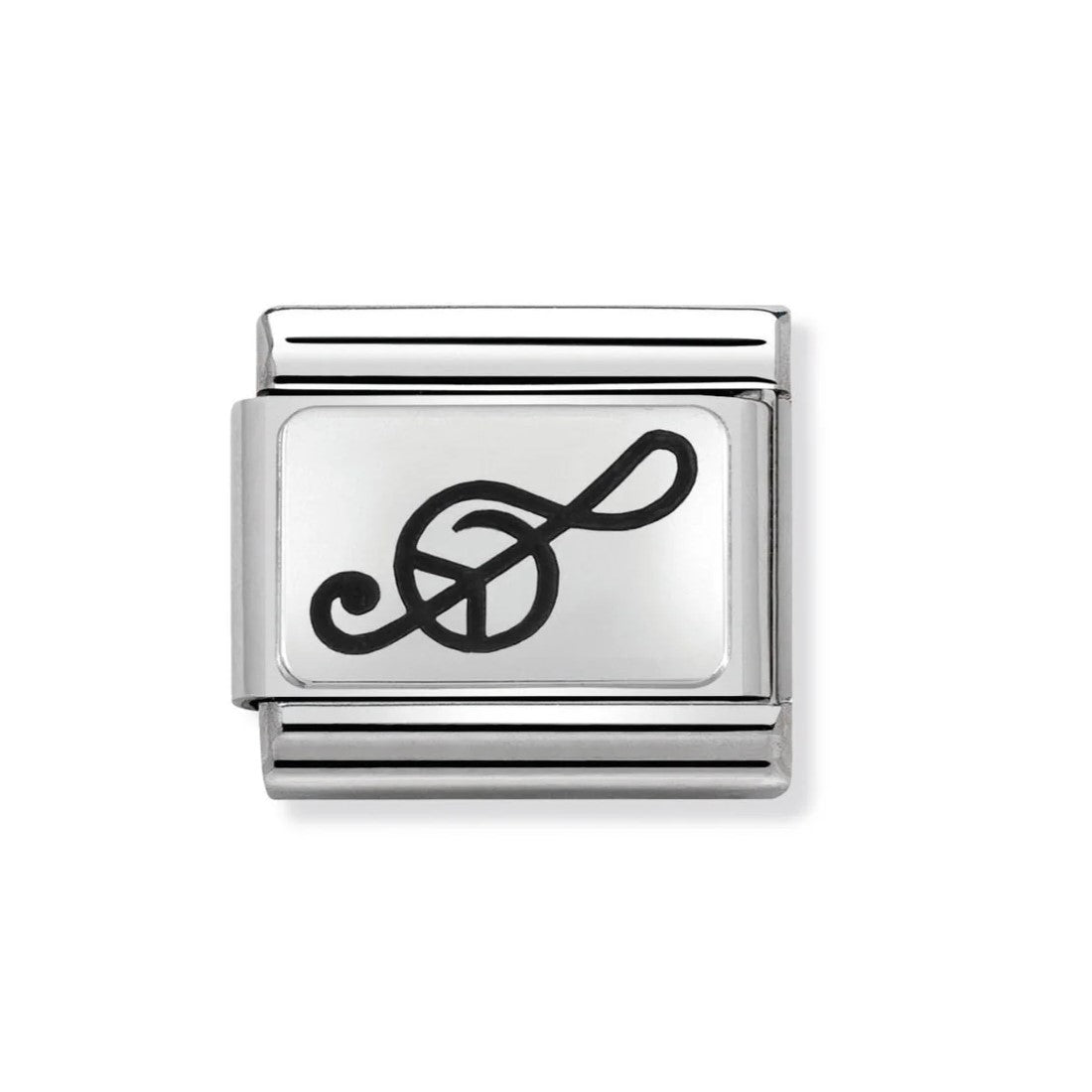 Composable Classic Treble Clef Engraved Plate Stainless Steel Charm