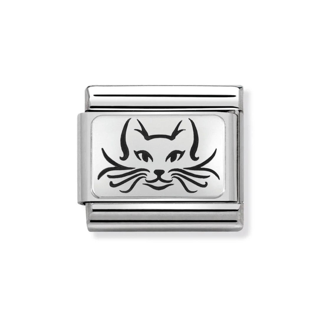Composable Classic Cat Engraved Plate Stainless Steel Charm