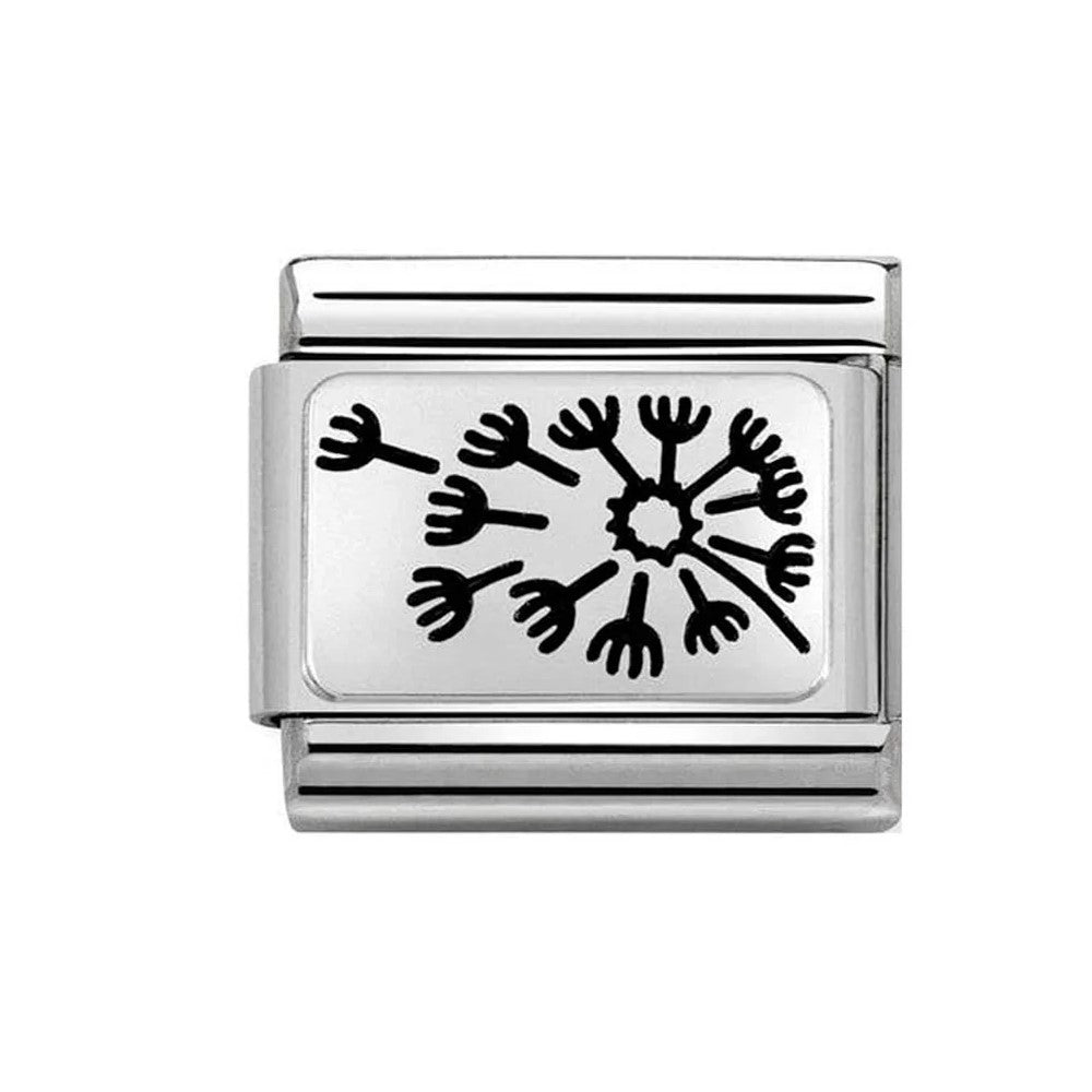 Composable Classic Oxidised Silver Dandelion Link
