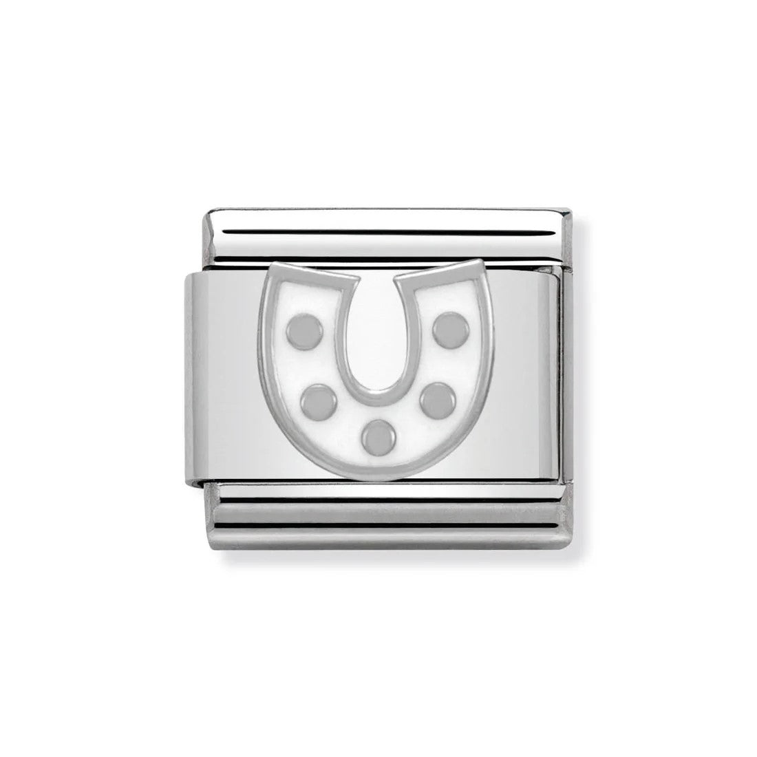 Classic Enamel White Horseshoe Link