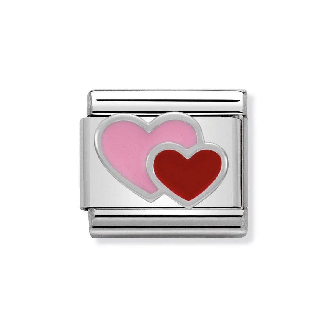 Classic Pink and Red Enamel Heart Link