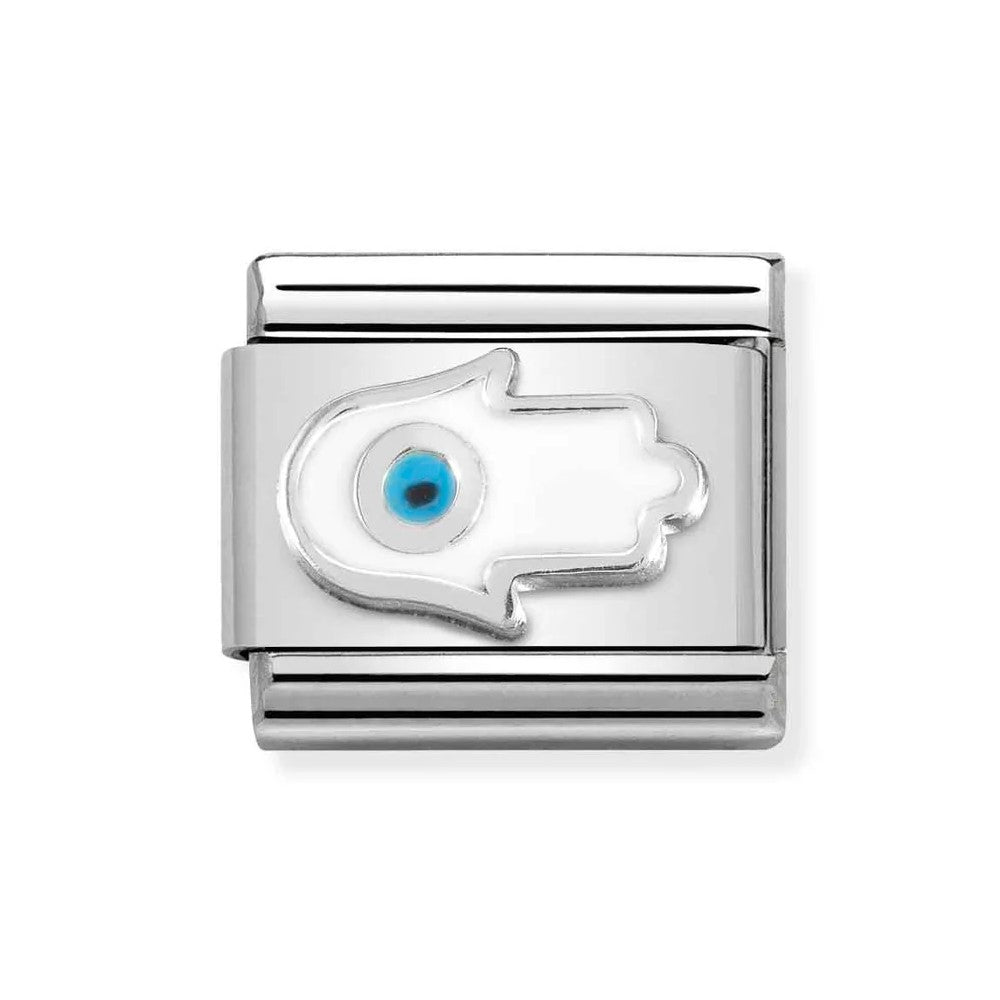 Classic Composable Link In Silver Fatima Hand White Symbol