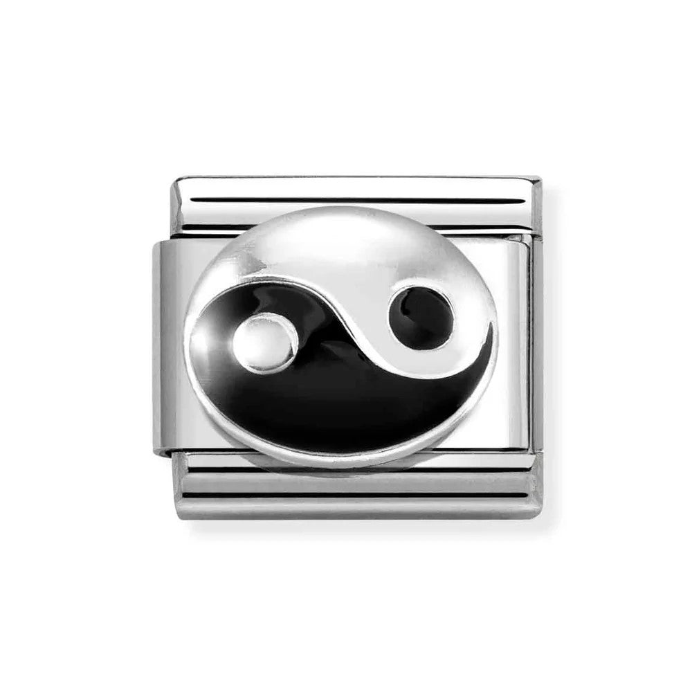 Composable Classic Link With Tao (yin yang) in 925 Silver With Black Enamel