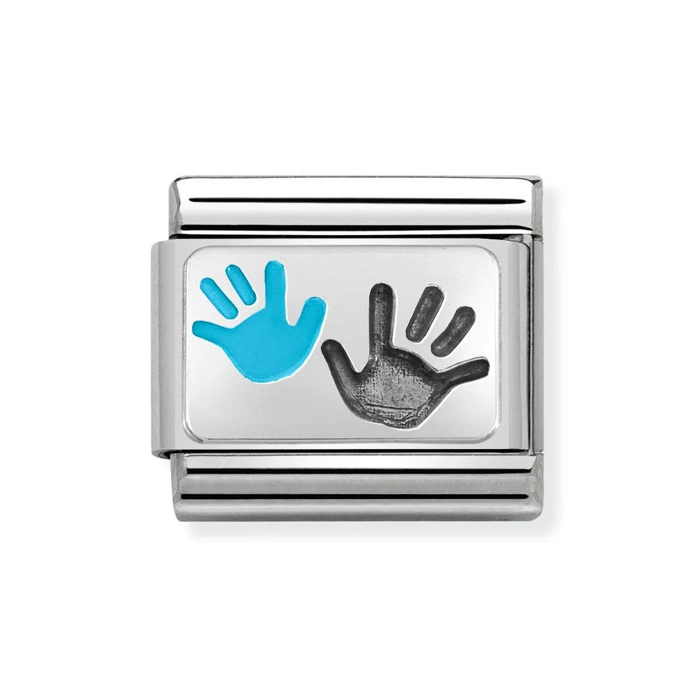 Composable Classic Oxidised Silver Hands Son and Parent Link