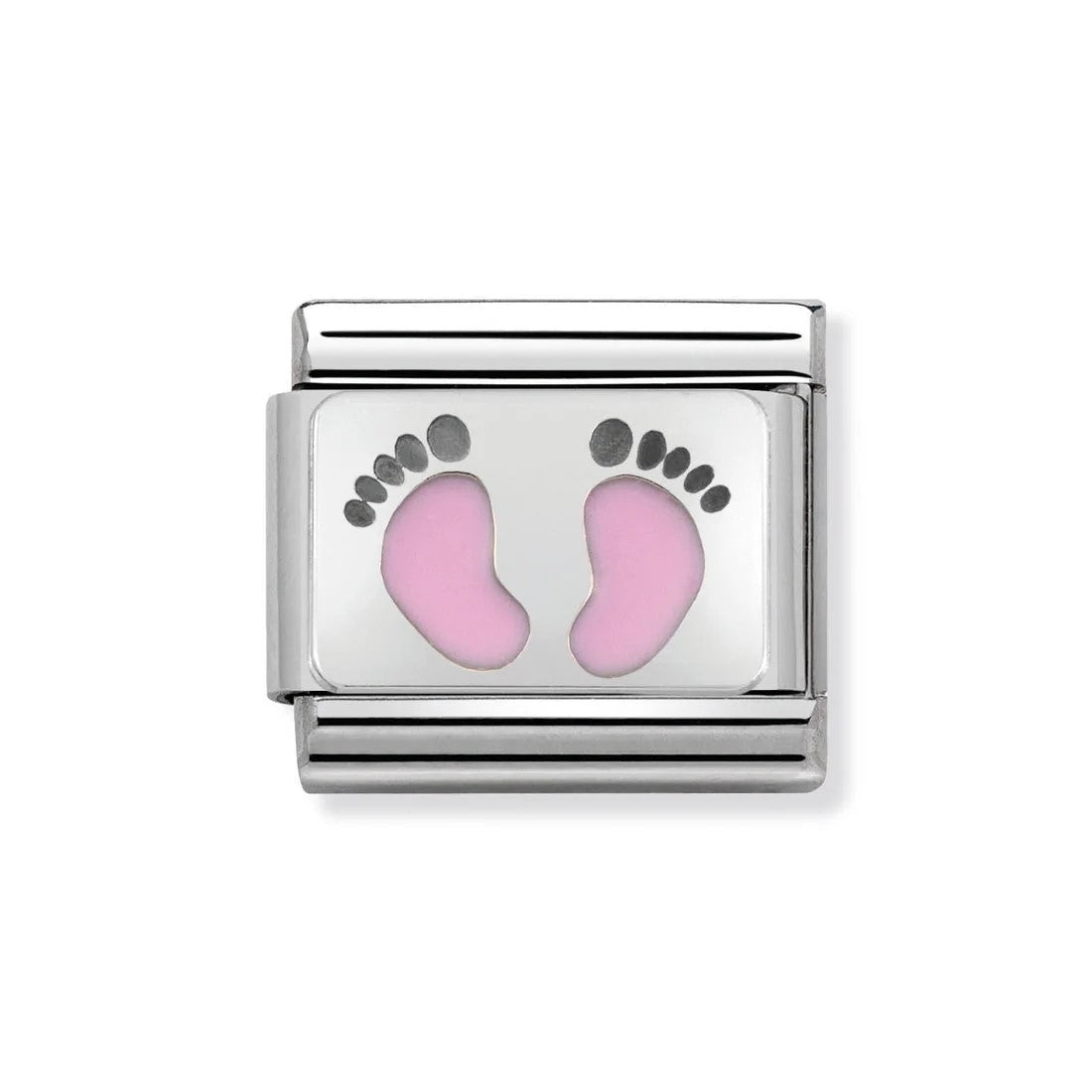 Classic Pink Enamel Footprints Link