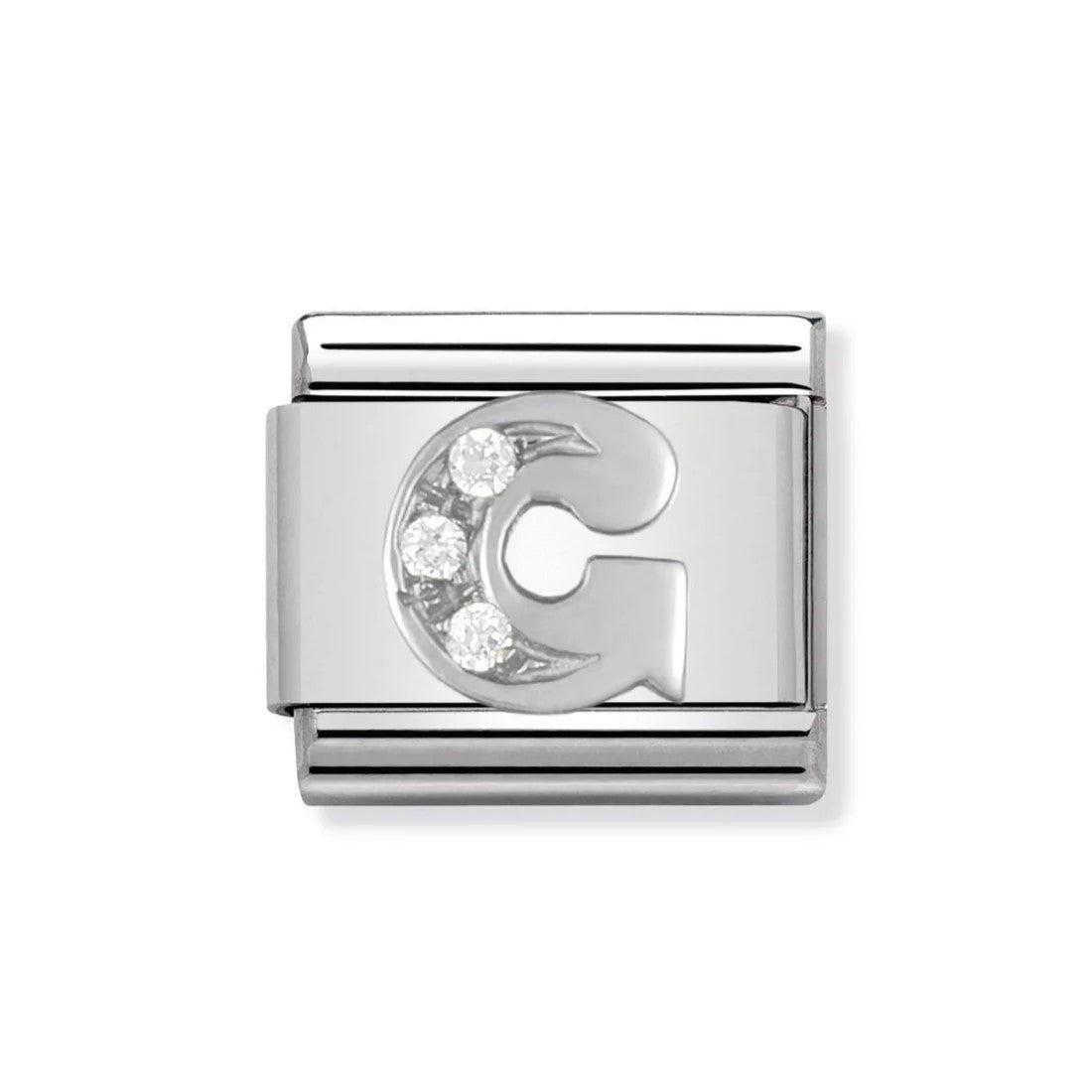 Classic Silver CZ 'G' Link