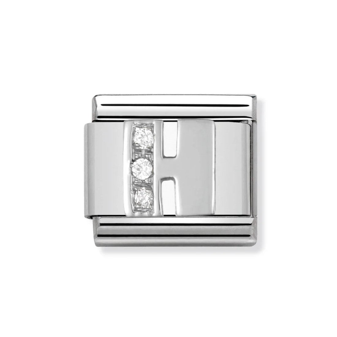 Classic Silver CZ 'H' Link