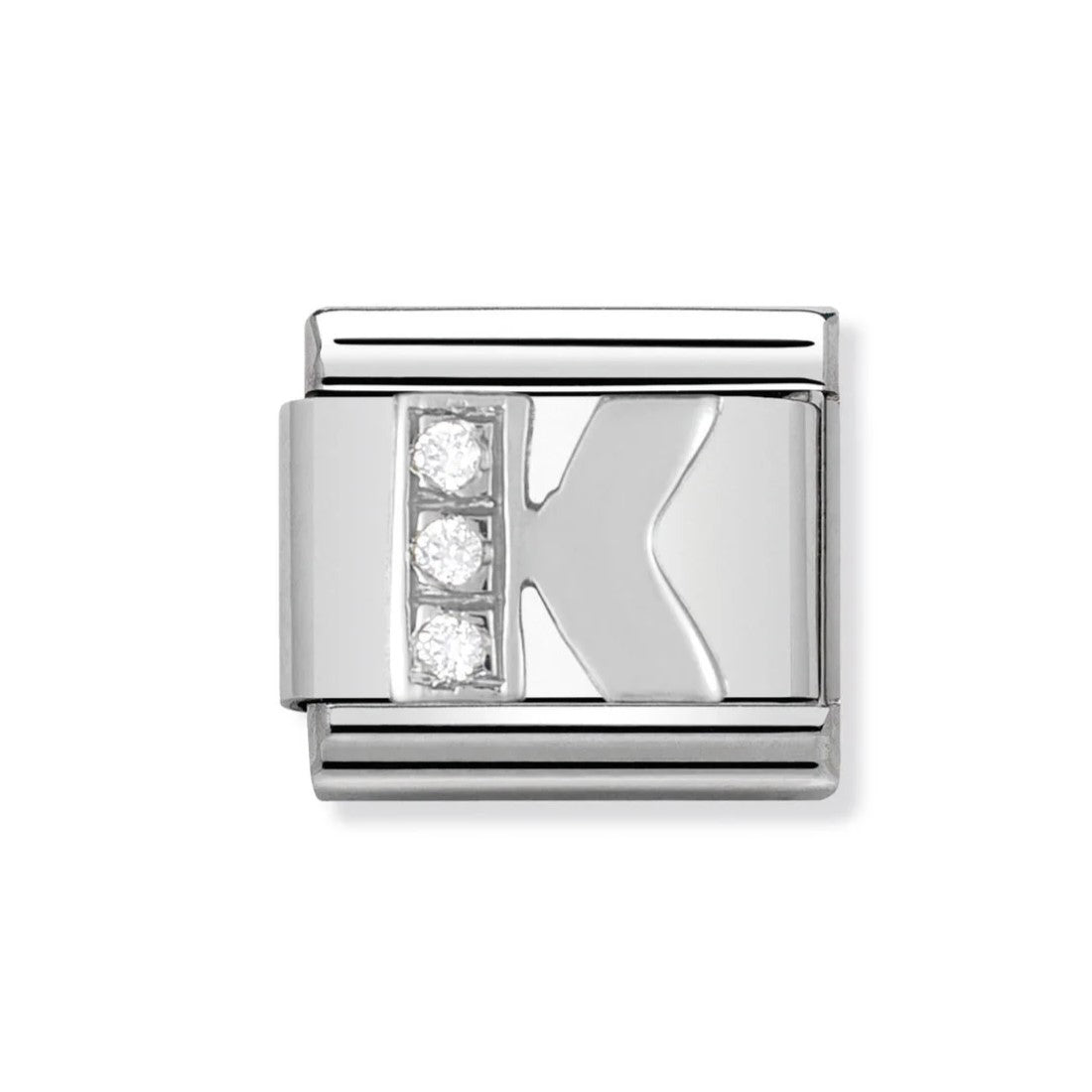 Classic Stainless Steel Letter 'K' Link with CZ Stones
