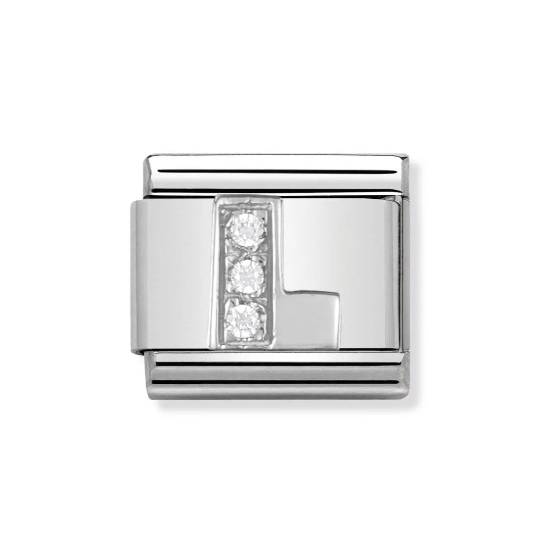 Classic Stainless Steel Letter 'L' Link with CZ Stones