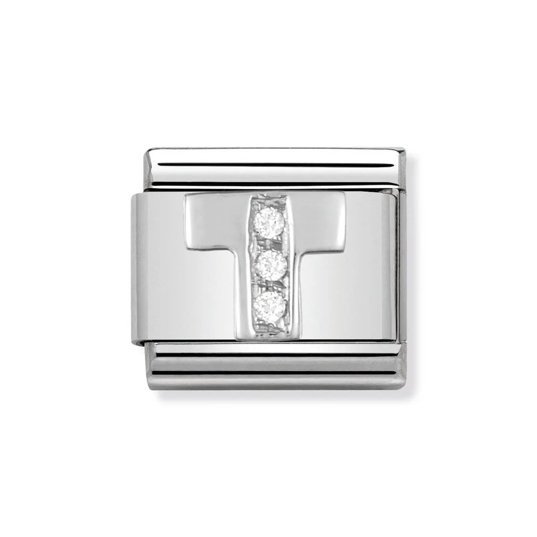Classic Silver CZ 'T' Link