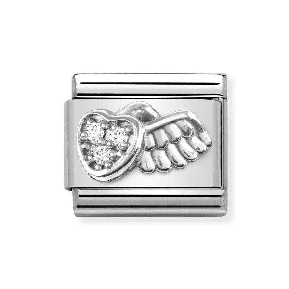Composable Classic Link With Winged Heart Symbol In Silver & CZ