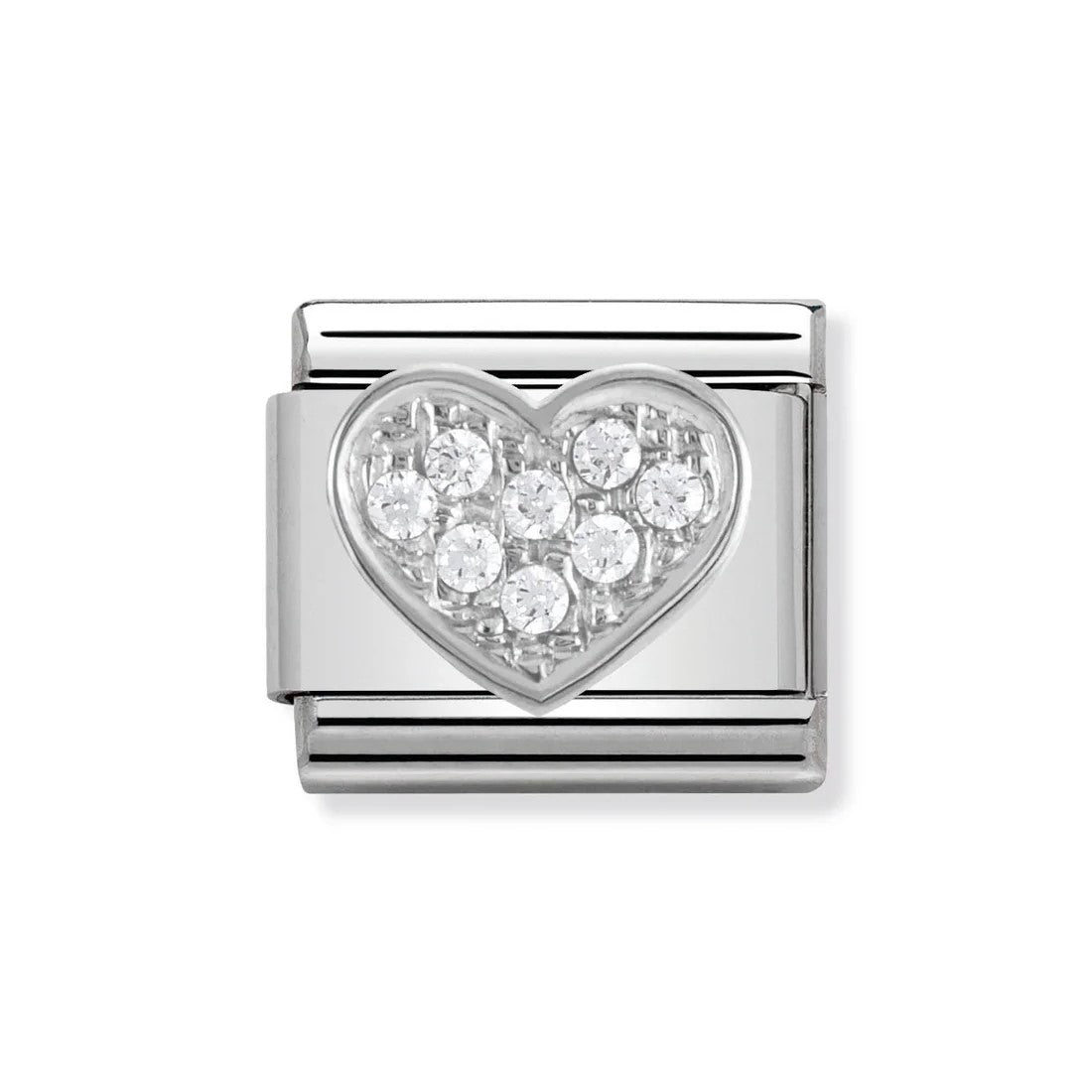 Classic White CZ Pave Heart Link