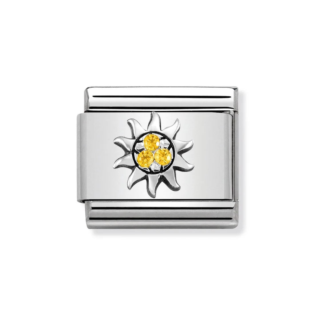 Composable Cl Symbols Steel , Cubic Zirconia And Silver 925 (29_Sun With Yellow Cz)
