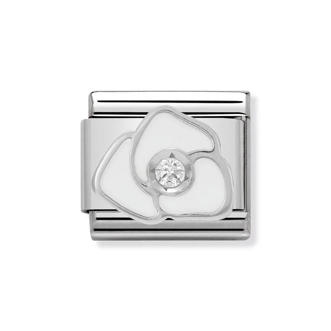 Classic Silver and White CZ Rose Link