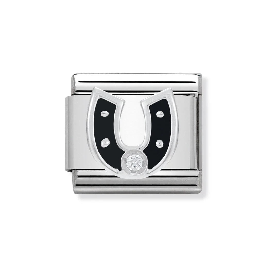 Classic Black CZ Horseshoe Link