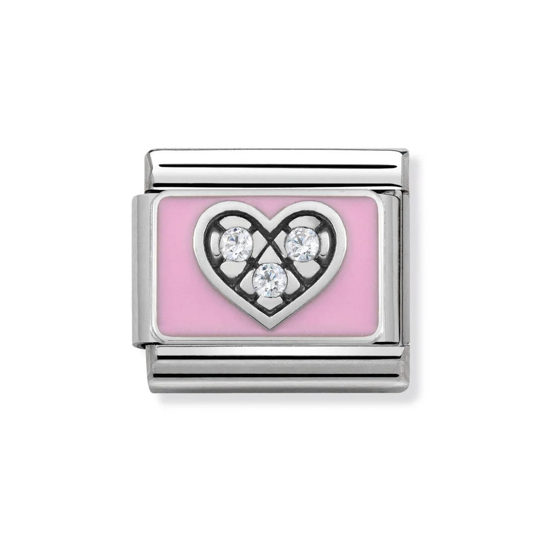 Classic CZ Heart Pink Link