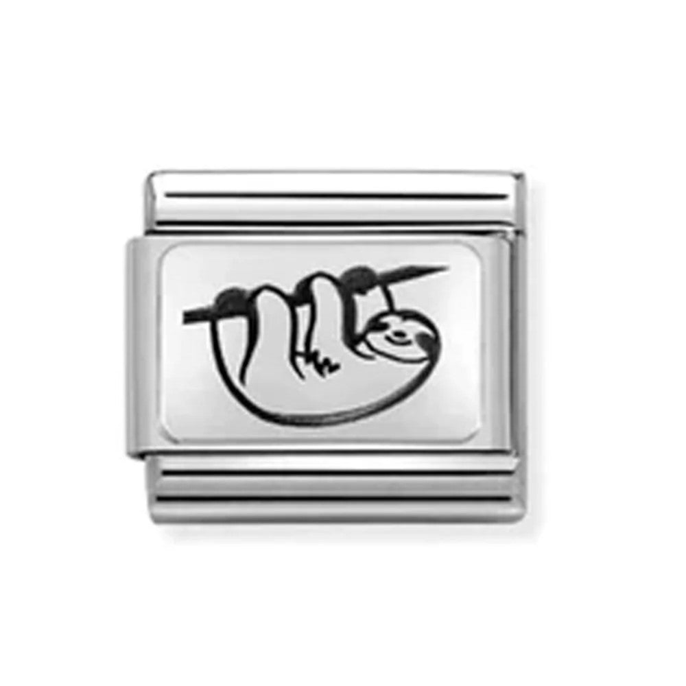 Composable Classic Steel Charm With Sloth In 925 Silver