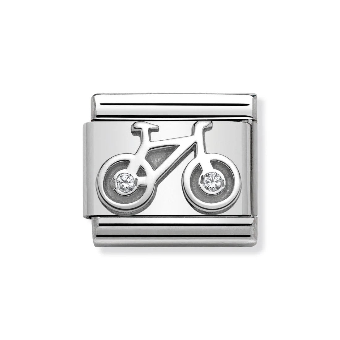 Classic Silver CZ Bike Link