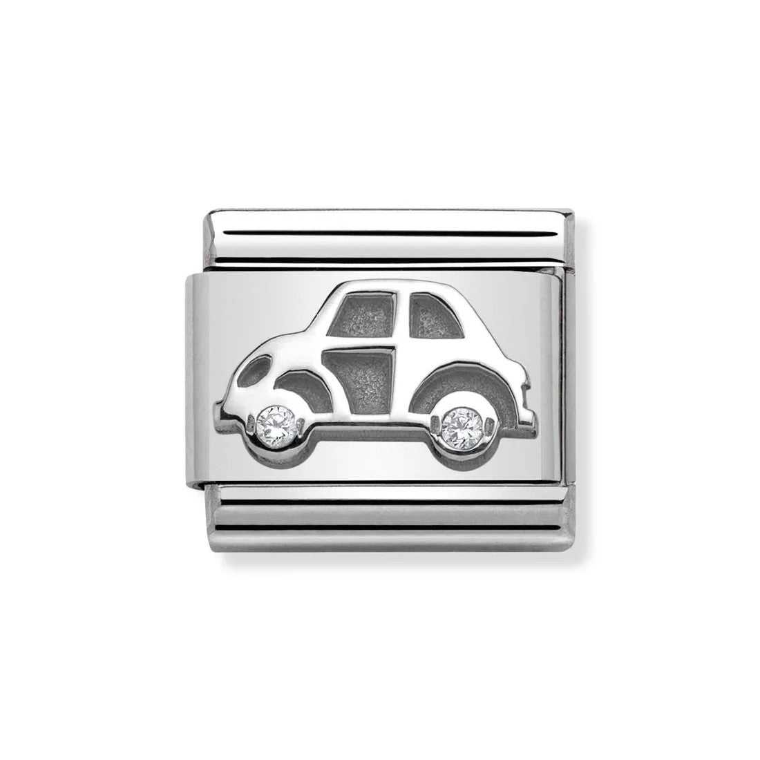 Classic Oxidised Silver Car CZ Link