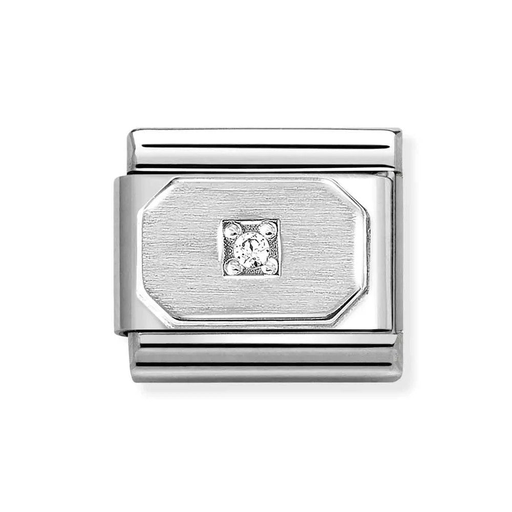 Composable Classic Link With Blunted Rectangle in 925 Silver With White CZ