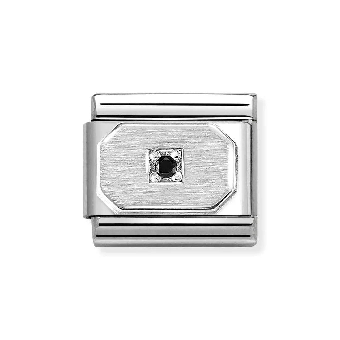 Composable Classic Link With Blunted Rectangle in 925 Silver With Black CZ