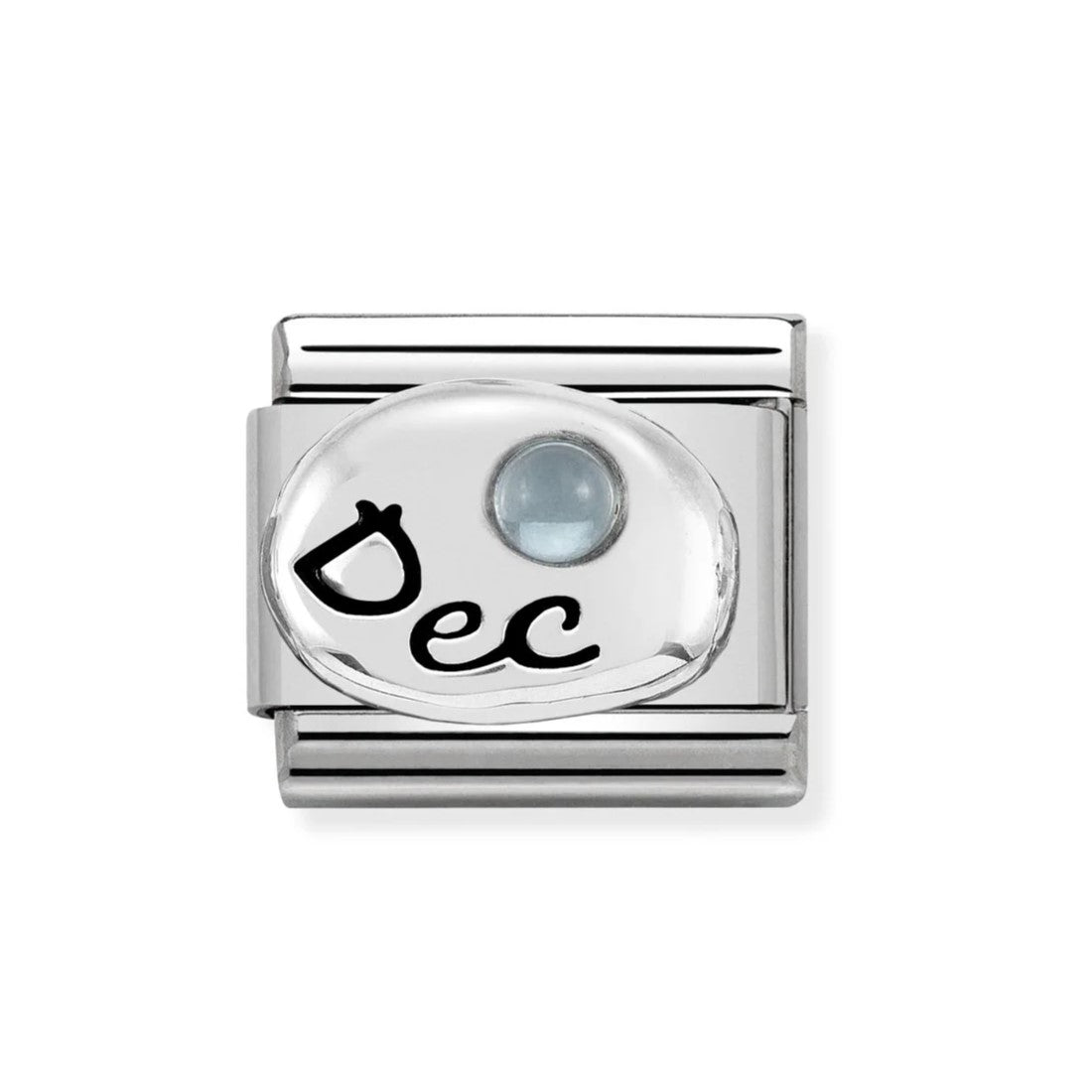 Composable Classic Steel & 925 Silver December Light Blue Topaz Charm