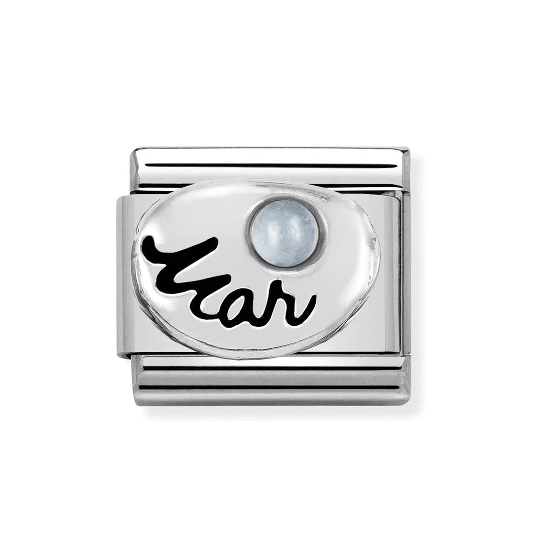 Composable Classic Steel & 925 Silver March Aquamarine Charm