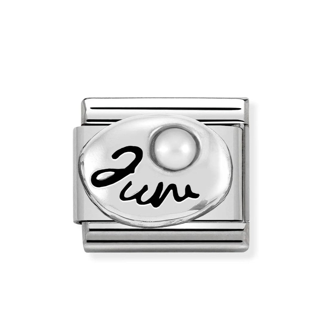 Composable Classic Steel & 925 Silver June White Pearl Charm