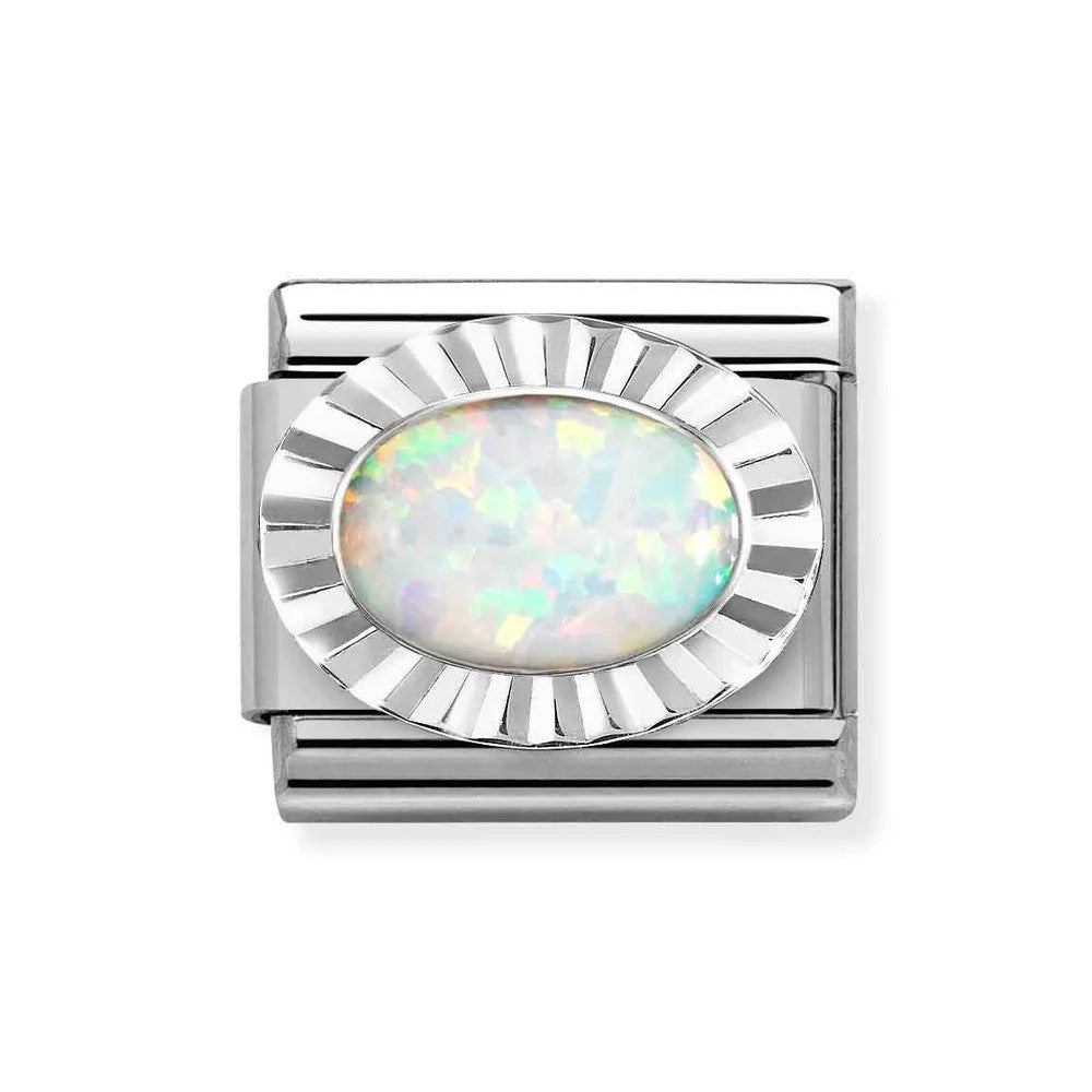 Composable Classic White Opal Link In 925 Silver