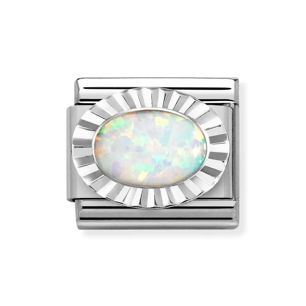 Classic Composable Link In Silver With White Opal