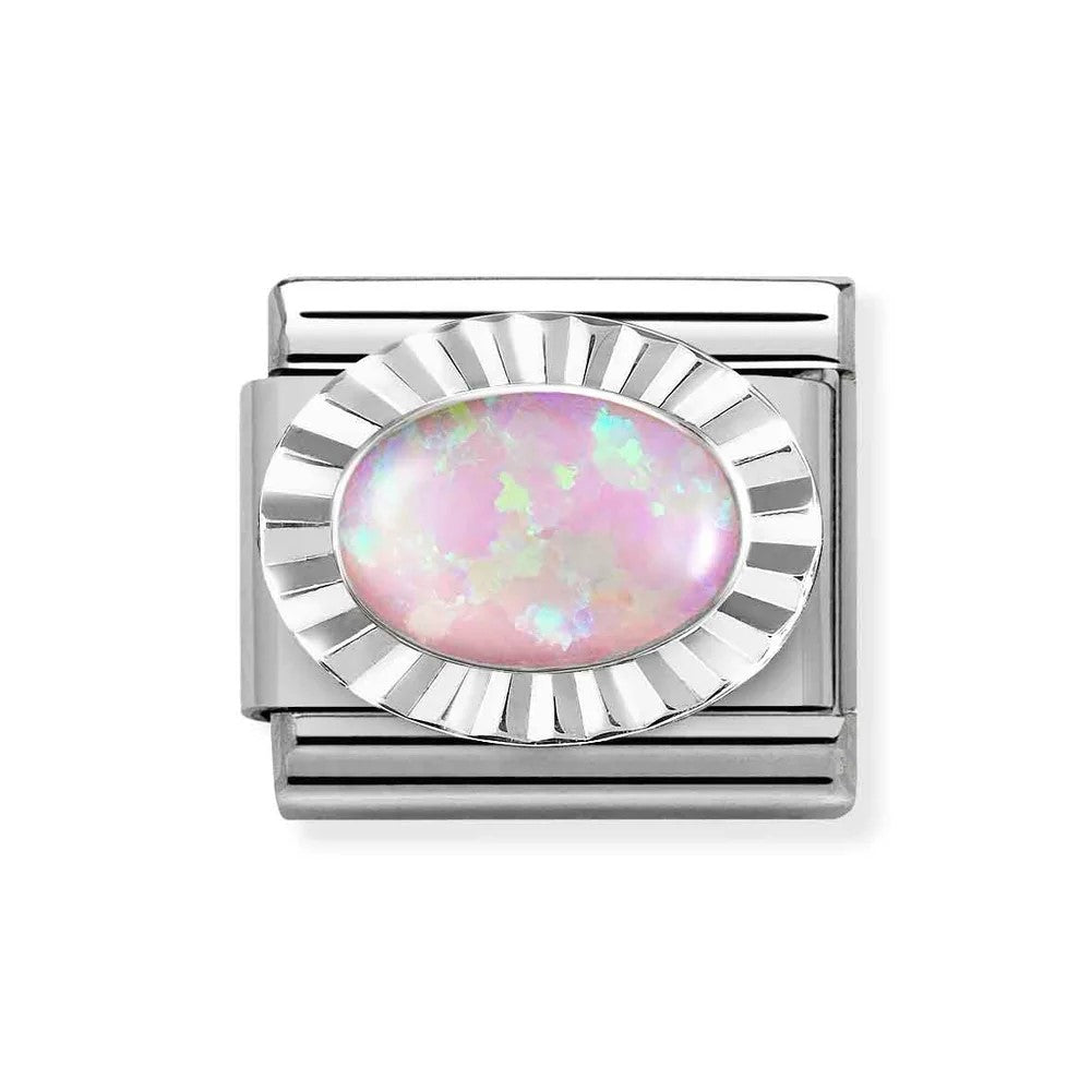 Classic Composable Link In Silver With Pink Opal