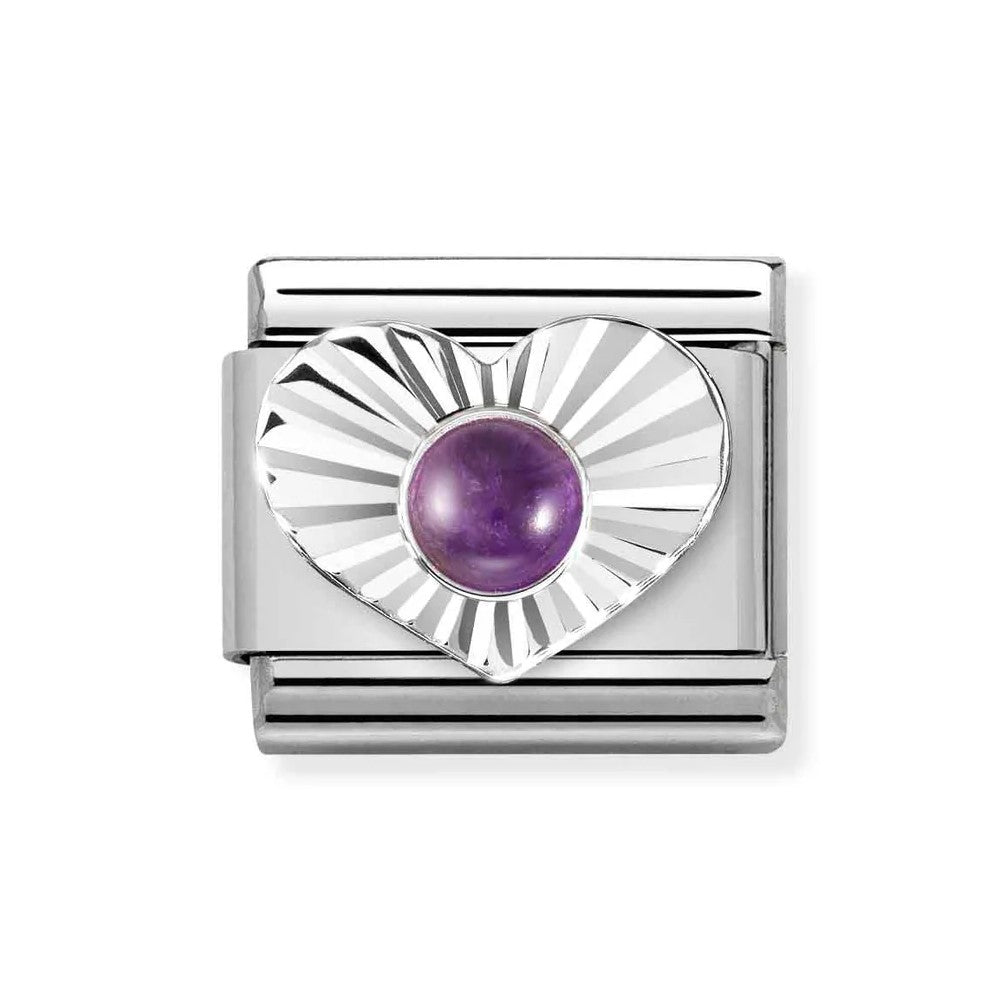 Classic Composable Link In Silver Heart With Amethyst