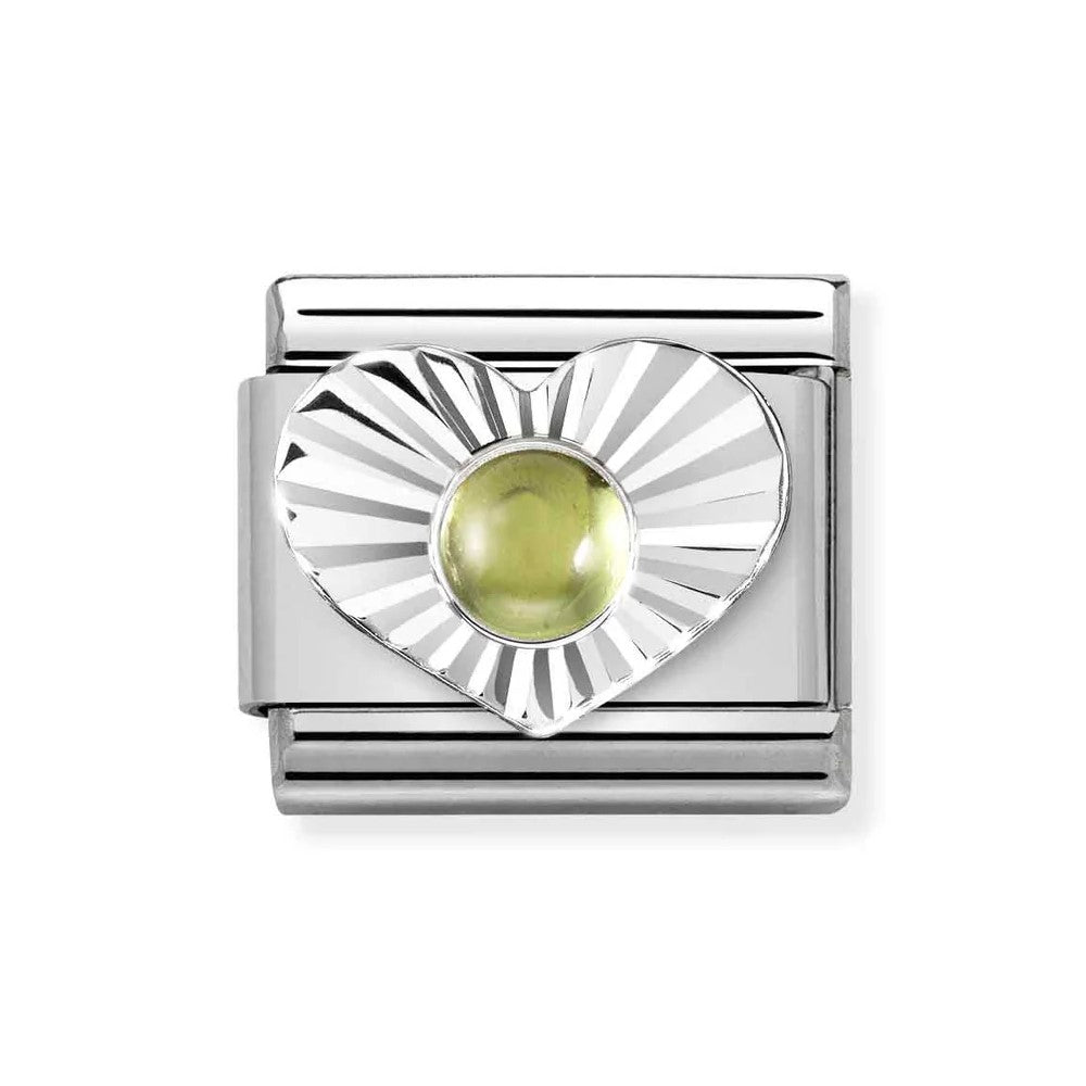 Classic Composable Link In Silver Heart With Peridot