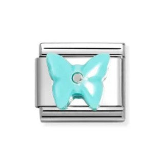 Composable Classic Link With Turquoise Butterfly Symbol