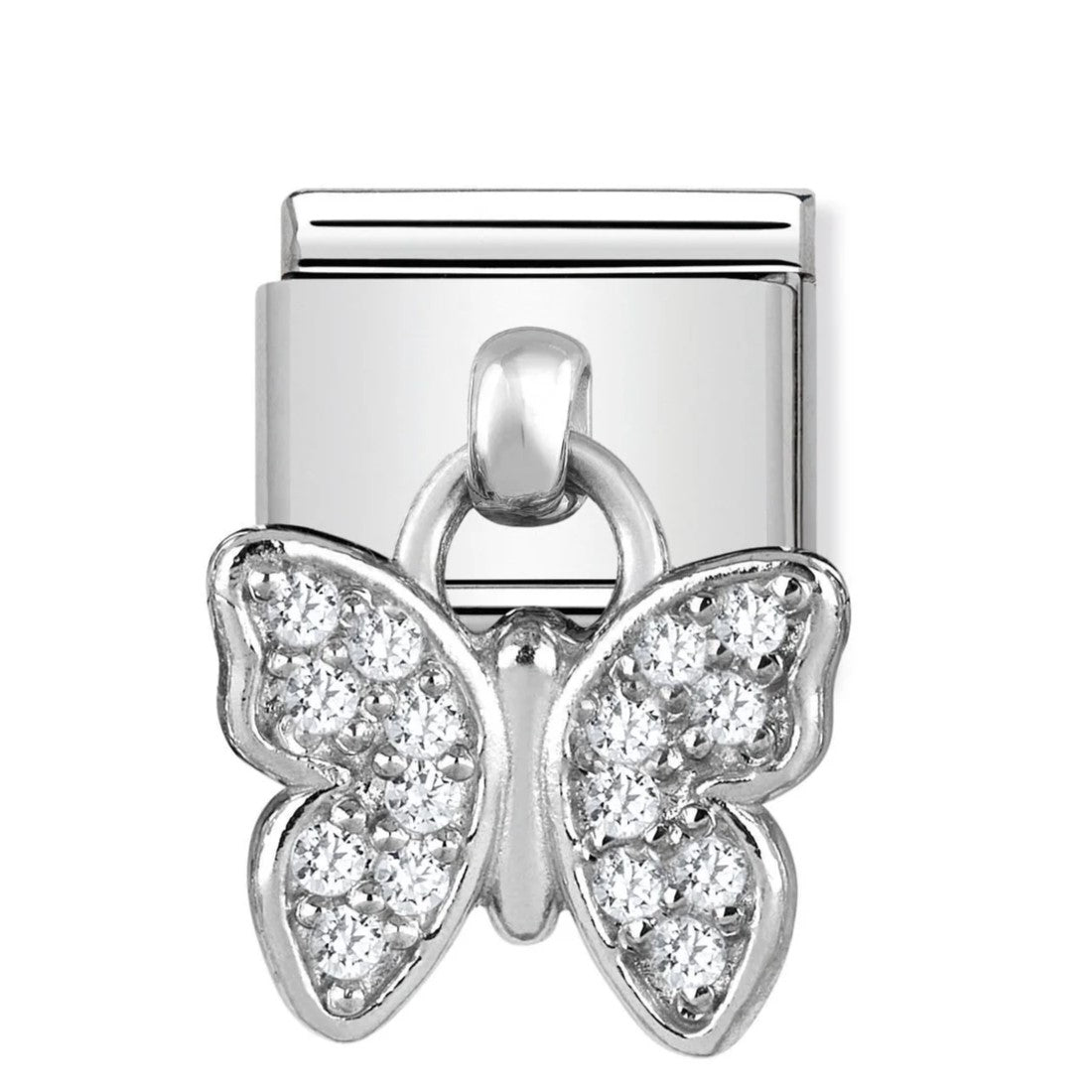 Classic Silver CZ Butterfly Charm Link