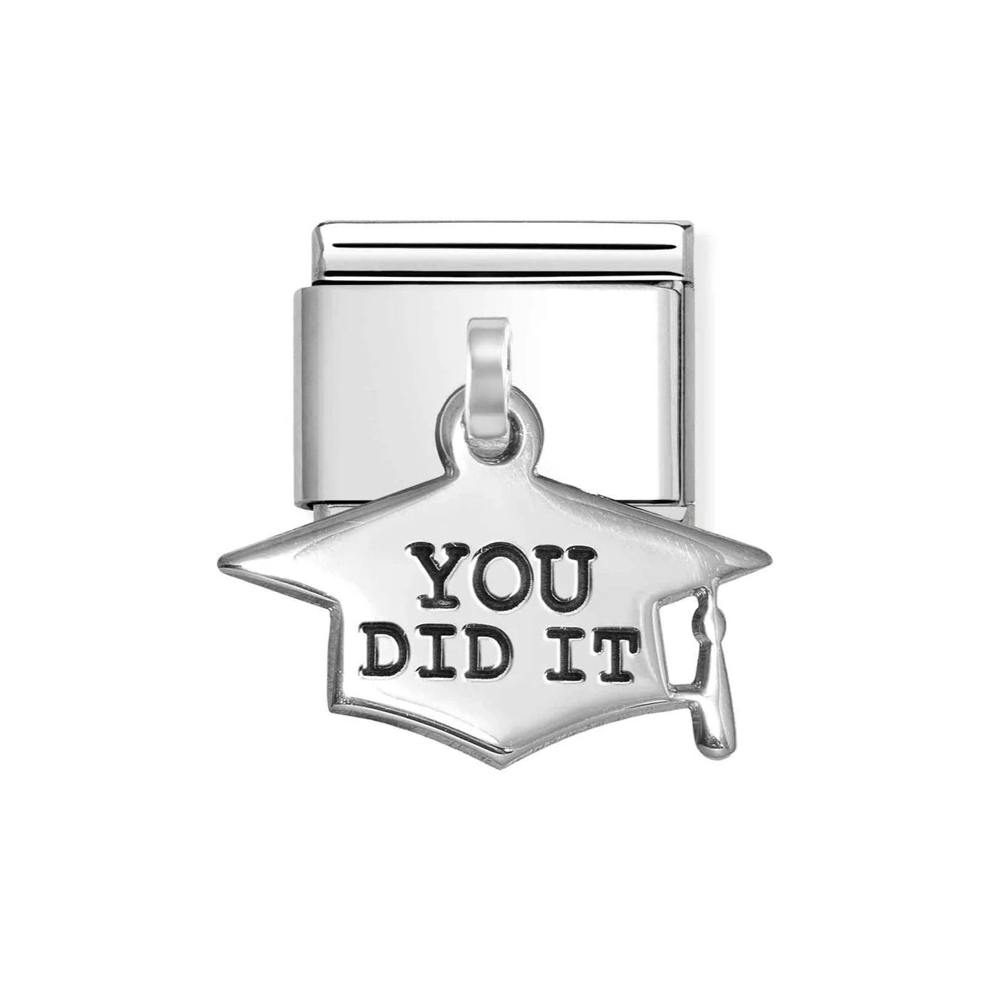 Classic Graduation Hat With You Did It Pendant Charm In 925 Silver